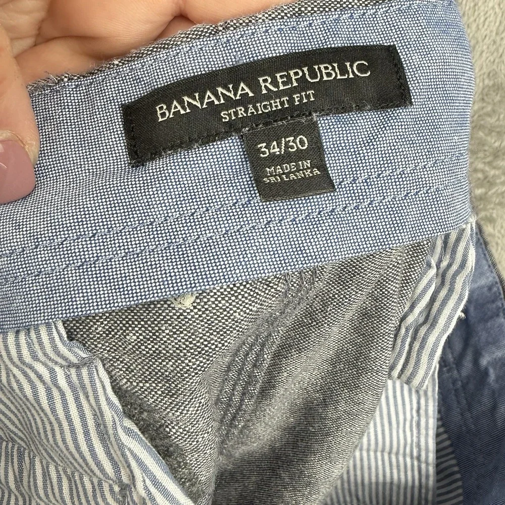 Banana Republic Linen Blend Pants Mens 34x30 Gray Modern Career Pockets Work